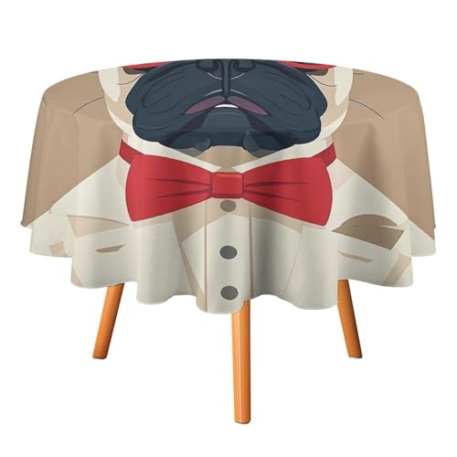 FHESDCW Tischdecke, Motiv: Khabby-Hund, hitzebeständig, Polyester, rund, strapazierfähig, waschbar, Tischdecke für Küche, Party, Hochzeit, Picknick, 152,4 x 152,4 cm FHESDCW Tischdecke, Motiv: Khabby-Hund, hitzebeständig, Polyester, rund, strapazierfähig, waschbar, Tischdecke für Küche, Party, Hochzeit, Picknick, 152,4 x 152,4 cm von FHESDCW