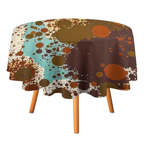 FHESDCW Tischdecke, Retro, abstrakt, rostfarben, hitzebeständig, Polyester, rund, strapazierfähig, waschbar, Tischdecke für Küche, Party, Hochzeit, Picknick, 178 x 177,8 cm FHESDCW Tischdecke, Retro, abstrakt, rostfarben, hitzebeständig, Polyester, rund, strapazierfähig, waschbar, Tischdecke für Küche, Party, Hochzeit, Picknick, 178 x 177,8 cm von FHESDCW