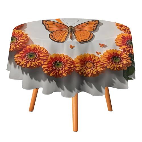 FHESDCW Tischdecke, hitzebeständig, Polyester, rund, strapazierfähig, waschbar, Tischdecke für Küche, Party, Hochzeit, Picknick, 178 x 177,8 cm, Orange FHESDCW Tischdecke, hitzebeständig, Polyester, rund, strapazierfähig, waschbar, Tischdecke für Küche, Party, Hochzeit, Picknick, 178 x 177,8 cm, Orange von FHESDCW