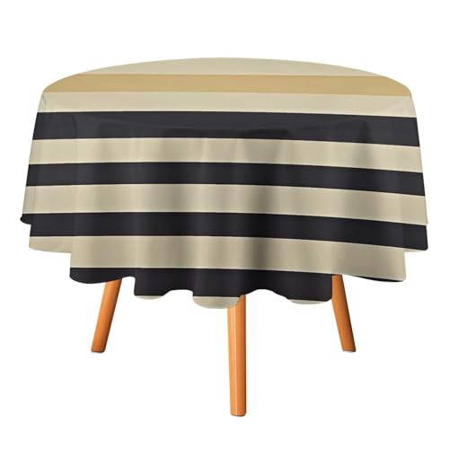 FHESDCW Tischdecke, hitzebeständig, Polyester, rund, strapazierfähig, waschbar, Tischdecke für Küche, Party, Hochzeit, Picknick, 91,4 x 91,4 cm, Beige / Schwarz FHESDCW Tischdecke, hitzebeständig, Polyester, rund, strapazierfähig, waschbar, Tischdecke für Küche, Party, Hochzeit, Picknick, 91,4 x 91,4 cm, Beige / Schwarz von FHESDCW