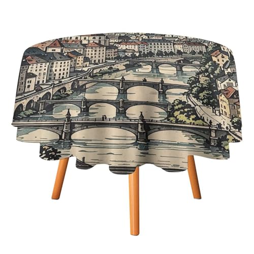 FHESDCW Tischdecke Salzburg, hitzebeständig, Polyester, rund, strapazierfähig, waschbar, Tischdecke für Küche, Party, Hochzeit, Picknick, 127 x 127 cm FHESDCW Tischdecke Salzburg, hitzebeständig, Polyester, rund, strapazierfähig, waschbar, Tischdecke für Küche, Party, Hochzeit, Picknick, 127 x 127 cm von FHESDCW