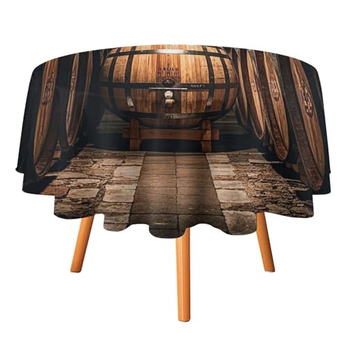 FHESDCW Tischdecke aus Eichenfässern zur Aufbewahrung von Wein, hitzebeständig, Polyester, runde Tischdecke, langlebig, waschbar, Tischdecke für Küche, Party, Hochzeit, Picknick, 91,4 x 91,4 cm FHESDCW Tischdecke aus Eichenfässern zur Aufbewahrung von Wein, hitzebeständig, Polyester, runde Tischdecke, langlebig, waschbar, Tischdecke für Küche, Party, Hochzeit, Picknick, 91,4 x 91,4 cm von FHESDCW