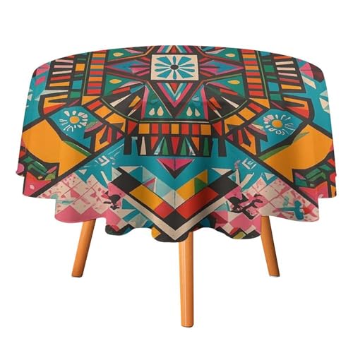 FHESDCW Tischdecke im Retro-Pop-Art-Stil, hitzebeständig, Polyester, rund, strapazierfähig, waschbar, Tischdecke für Küche, Party, Hochzeit, Picknick, 152,4 x 152,4 cm FHESDCW Tischdecke im Retro-Pop-Art-Stil, hitzebeständig, Polyester, rund, strapazierfähig, waschbar, Tischdecke für Küche, Party, Hochzeit, Picknick, 152,4 x 152,4 cm von FHESDCW