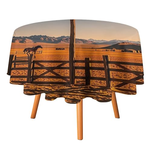 FHESDCW Tischdecke im Retro-Stil mit Cowboy-Motiv, hitzebeständig, Polyester, rund, strapazierfähig, waschbar, Tischdecke für Küche, Party, Hochzeit, Picknick, 152,4 x 152,4 cm FHESDCW Tischdecke im Retro-Stil mit Cowboy-Motiv, hitzebeständig, Polyester, rund, strapazierfähig, waschbar, Tischdecke für Küche, Party, Hochzeit, Picknick, 152,4 x 152,4 cm von FHESDCW