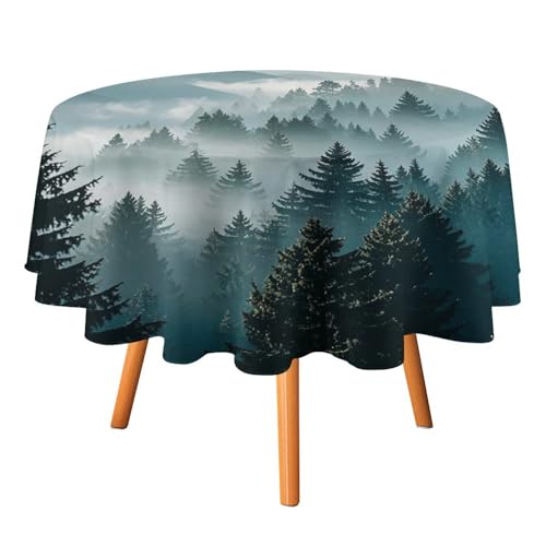 FHESDCW Tischdecke mit Baumlandschaft, hitzebeständig, Polyester, rund, strapazierfähig, waschbar, Tischdecke für Küche, Party, Hochzeit, Picknick, 91,4 x 91,4 cm, Blau / Grün FHESDCW Tischdecke mit Baumlandschaft, hitzebeständig, Polyester, rund, strapazierfähig, waschbar, Tischdecke für Küche, Party, Hochzeit, Picknick, 91,4 x 91,4 cm, Blau / Grün von FHESDCW