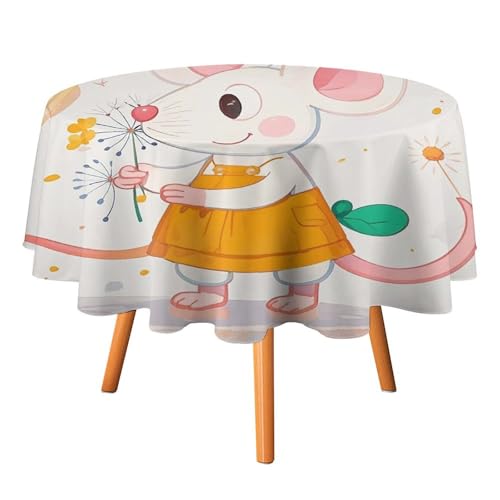 FHESDCW Tischdecke mit Cartoon-Tieren, hitzebeständig, Polyester, rund, strapazierfähig, waschbar, Tischdecke für Küche, Party, Hochzeit, Picknick, 178 x 177,8 cm FHESDCW Tischdecke mit Cartoon-Tieren, hitzebeständig, Polyester, rund, strapazierfähig, waschbar, Tischdecke für Küche, Party, Hochzeit, Picknick, 178 x 177,8 cm von FHESDCW