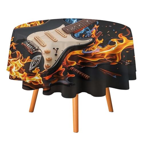 FHESDCW Tischdecke mit E-Gitarre, hitzebeständig, Polyester, rund, strapazierfähig, waschbar, Tischdecke für Küche, Party, Hochzeit, Picknick, 91,4 x 91,4 cm FHESDCW Tischdecke mit E-Gitarre, hitzebeständig, Polyester, rund, strapazierfähig, waschbar, Tischdecke für Küche, Party, Hochzeit, Picknick, 91,4 x 91,4 cm von FHESDCW