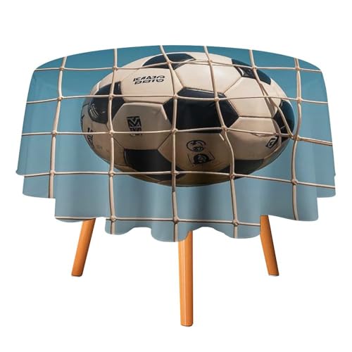 FHESDCW Tischdecke mit Fußball im Fußballnetzwerk, hitzebeständig, Polyester, rund, strapazierfähig, waschbar, Tischdecke für Küche, Party, Hochzeit, Picknick, 91,4 x 91,4 cm FHESDCW Tischdecke mit Fußball im Fußballnetzwerk, hitzebeständig, Polyester, rund, strapazierfähig, waschbar, Tischdecke für Küche, Party, Hochzeit, Picknick, 91,4 x 91,4 cm von FHESDCW