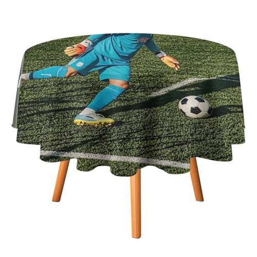 FHESDCW Tischdecke mit Fußball in der Torwartposition, hitzebeständig, Polyester, runde Tischdecke, langlebig, waschbar, Tischdecke für Küche, Party, Hochzeit, Picknick, 152,4 x 152,4 cm FHESDCW Tischdecke mit Fußball in der Torwartposition, hitzebeständig, Polyester, runde Tischdecke, langlebig, waschbar, Tischdecke für Küche, Party, Hochzeit, Picknick, 152,4 x 152,4 cm von FHESDCW