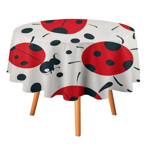 FHESDCW Tischdecke mit Marienkäfermotiv, hitzebeständig, Polyester, rund, strapazierfähig, waschbar, Tischdecke für Küche, Party, Hochzeit, Picknick, 152,4 x 152,4 cm, Rot / Schwarz FHESDCW Tischdecke mit Marienkäfermotiv, hitzebeständig, Polyester, rund, strapazierfähig, waschbar, Tischdecke für Küche, Party, Hochzeit, Picknick, 152,4 x 152,4 cm, Rot / Schwarz von FHESDCW