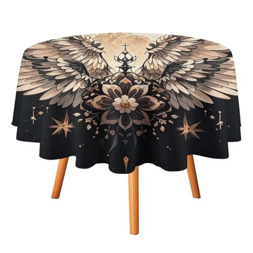 FHESDCW Tischdecke mit Mond und Blumen, hitzebeständig, Polyester, rund, strapazierfähig, waschbar, Tischdecke für Küche, Party, Hochzeit, Picknick, 152,4 x 152,4 cm FHESDCW Tischdecke mit Mond und Blumen, hitzebeständig, Polyester, rund, strapazierfähig, waschbar, Tischdecke für Küche, Party, Hochzeit, Picknick, 152,4 x 152,4 cm von FHESDCW