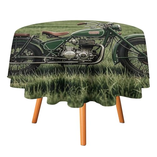 FHESDCW Tischdecke mit Motorrädern auf grünem Gras, hitzebeständig, Polyester, runde Tischdecke, langlebig, waschbar, Tischdecke für Küche, Party, Hochzeit, Picknick, 91,4 x 91,4 cm FHESDCW Tischdecke mit Motorrädern auf grünem Gras, hitzebeständig, Polyester, runde Tischdecke, langlebig, waschbar, Tischdecke für Küche, Party, Hochzeit, Picknick, 91,4 x 91,4 cm von FHESDCW
