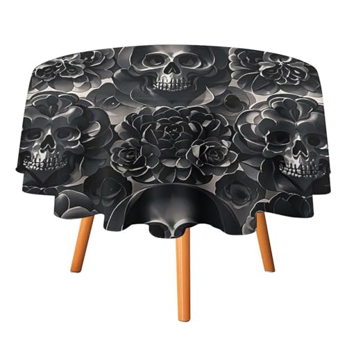 FHESDCW Tischdecke mit Pfingstrosen-Motiv, hitzebeständig, Polyester, rund, strapazierfähig, waschbar, Tischdecke für Küche, Party, Hochzeit, Picknick, 178 x 178 cm, Schwarz FHESDCW Tischdecke mit Pfingstrosen-Motiv, hitzebeständig, Polyester, rund, strapazierfähig, waschbar, Tischdecke für Küche, Party, Hochzeit, Picknick, 178 x 178 cm, Schwarz von FHESDCW