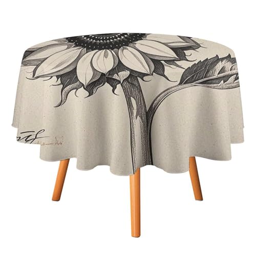 FHESDCW Tischdecke mit Sonnenblumen, hitzebeständig, Polyester, rund, strapazierfähig, waschbar, Tischdecke für Küche, Party, Hochzeit, Picknick, 91,4 x 91,4 cm, Schwarz und Weiß FHESDCW Tischdecke mit Sonnenblumen, hitzebeständig, Polyester, rund, strapazierfähig, waschbar, Tischdecke für Küche, Party, Hochzeit, Picknick, 91,4 x 91,4 cm, Schwarz und Weiß von FHESDCW
