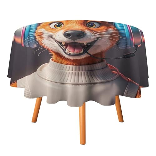 FHESDCW Tischdecke mit Tierporträt, hitzebeständig, Polyester, rund, strapazierfähig, waschbar, Tischdecke für Küche, Party, Hochzeit, Picknick, 152,4 x 152,4 cm FHESDCW Tischdecke mit Tierporträt, hitzebeständig, Polyester, rund, strapazierfähig, waschbar, Tischdecke für Küche, Party, Hochzeit, Picknick, 152,4 x 152,4 cm von FHESDCW