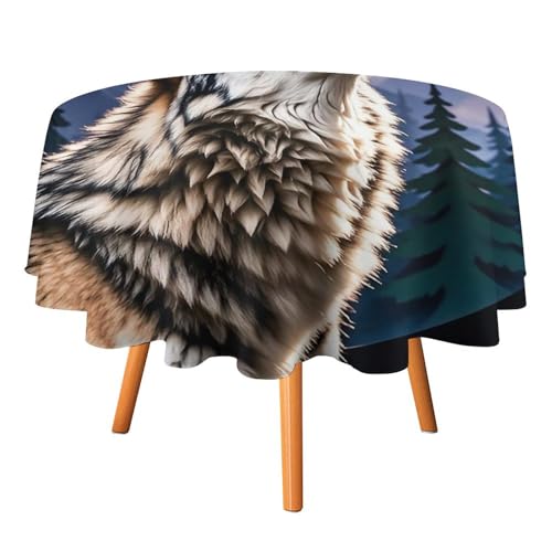FHESDCW Tischdecke mit Wölfen, hitzebeständig, Polyester, rund, strapazierfähig, waschbar, Tischdecke für Küche, Party, Hochzeit, Picknick, 127 x 127 cm FHESDCW Tischdecke mit Wölfen, hitzebeständig, Polyester, rund, strapazierfähig, waschbar, Tischdecke für Küche, Party, Hochzeit, Picknick, 127 x 127 cm von FHESDCW