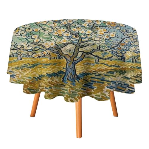 FHESDCW Tischdecke mit blühenden Aprikosenbäumen, hitzebeständig, Polyester, rund, strapazierfähig, waschbar, Tischdecke für Küche, Party, Hochzeit, Picknick, 152,4 x 152,4 cm FHESDCW Tischdecke mit blühenden Aprikosenbäumen, hitzebeständig, Polyester, rund, strapazierfähig, waschbar, Tischdecke für Küche, Party, Hochzeit, Picknick, 152,4 x 152,4 cm von FHESDCW