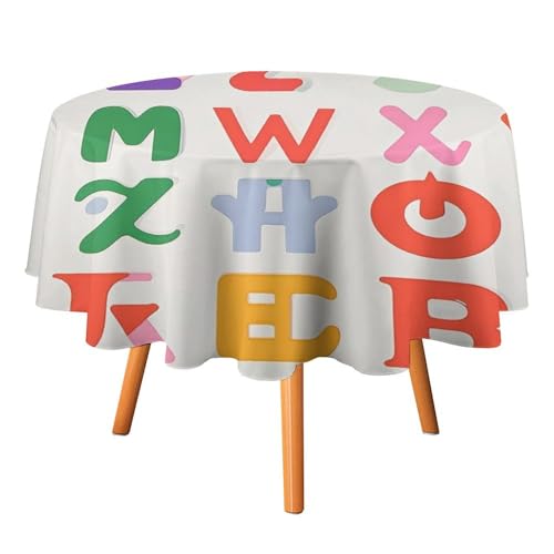 FHESDCW Tischdecke mit englischem Buchstaben, hitzebeständig, Polyester, rund, strapazierfähig, waschbar, Tischdecke für Küche, Party, Hochzeit, Picknick, 152,4 x 152,4 cm FHESDCW Tischdecke mit englischem Buchstaben, hitzebeständig, Polyester, rund, strapazierfähig, waschbar, Tischdecke für Küche, Party, Hochzeit, Picknick, 152,4 x 152,4 cm von FHESDCW