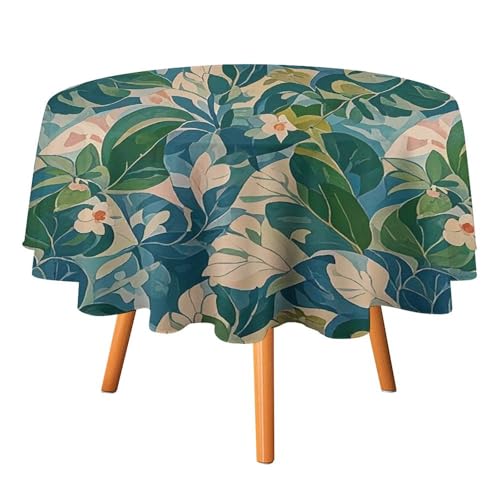 FHESDCW Tischdecke mit grünen Blumenblättern, hitzebeständig, Polyester, rund, strapazierfähig, waschbar, Tischdecke für Küche, Party, Hochzeit, Picknick, 127 x 127 cm FHESDCW Tischdecke mit grünen Blumenblättern, hitzebeständig, Polyester, rund, strapazierfähig, waschbar, Tischdecke für Küche, Party, Hochzeit, Picknick, 127 x 127 cm von FHESDCW