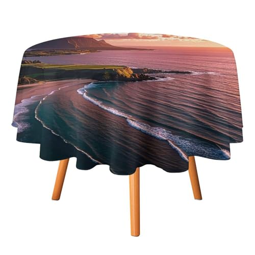 FHESDCW Tischdecke mit hawaiianischem Sonnenuntergang, hitzebeständig, Polyester, rund, strapazierfähig, waschbar, Tischdecke für Küche, Party, Hochzeit, Picknick, 127 x 127 cm FHESDCW Tischdecke mit hawaiianischem Sonnenuntergang, hitzebeständig, Polyester, rund, strapazierfähig, waschbar, Tischdecke für Küche, Party, Hochzeit, Picknick, 127 x 127 cm von FHESDCW