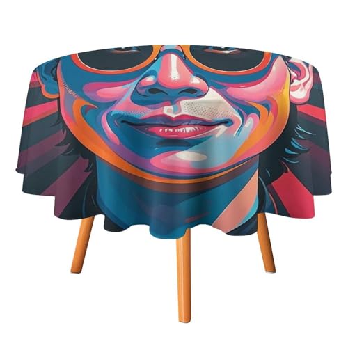 FHESDCW Tischdecke mit interessantem Gesichtsmuster, hitzebeständig, Polyester, rund, strapazierfähig, waschbar, Tischdecke für Küche, Party, Hochzeit, Picknick, 91,4 x 91,4 cm FHESDCW Tischdecke mit interessantem Gesichtsmuster, hitzebeständig, Polyester, rund, strapazierfähig, waschbar, Tischdecke für Küche, Party, Hochzeit, Picknick, 91,4 x 91,4 cm von FHESDCW