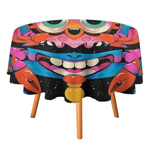 FHESDCW Tischdecke mit interessanten Gesichtern und Krabben, hitzebeständig, Polyester, runde Tischdecke, langlebig, waschbar, Tischdecke für Küche, Party, Hochzeit, Picknick, 91,4 x 91,4 cm FHESDCW Tischdecke mit interessanten Gesichtern und Krabben, hitzebeständig, Polyester, runde Tischdecke, langlebig, waschbar, Tischdecke für Küche, Party, Hochzeit, Picknick, 91,4 x 91,4 cm von FHESDCW