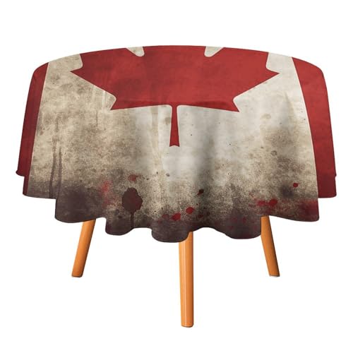 FHESDCW Tischdecke mit kanadischer Flagge im Retro-Stil, hitzebeständig, Polyester, rund, strapazierfähig, waschbar, Tischdecke für Küche, Party, Hochzeit, Picknick, 127 x 127 cm FHESDCW Tischdecke mit kanadischer Flagge im Retro-Stil, hitzebeständig, Polyester, rund, strapazierfähig, waschbar, Tischdecke für Küche, Party, Hochzeit, Picknick, 127 x 127 cm von FHESDCW