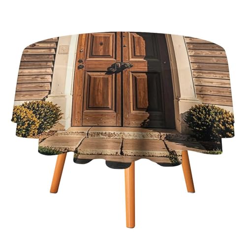 FHESDCW Tischdecke mit ländlichem Tür-Design, hitzebeständig, Polyester, rund, strapazierfähig, waschbar, Tischdecke für Küche, Party, Hochzeit, Picknick, 91,4 x 91,4 cm FHESDCW Tischdecke mit ländlichem Tür-Design, hitzebeständig, Polyester, rund, strapazierfähig, waschbar, Tischdecke für Küche, Party, Hochzeit, Picknick, 91,4 x 91,4 cm von FHESDCW
