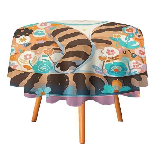 FHESDCW Tischdecke mit schlafender Katze, hitzebeständig, Polyester, rund, strapazierfähig, waschbar, Tischdecke für Küche, Party, Hochzeit, Picknick, 178 x 178 cm FHESDCW Tischdecke mit schlafender Katze, hitzebeständig, Polyester, rund, strapazierfähig, waschbar, Tischdecke für Küche, Party, Hochzeit, Picknick, 178 x 178 cm von FHESDCW
