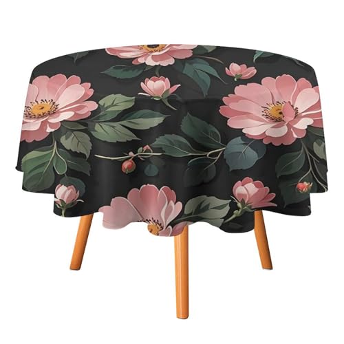 FHESDCW Tischdecke mit schönen Blumen, hitzebeständig, Polyester, rund, strapazierfähig, waschbar, Tischdecke für Küche, Party, Hochzeit, Picknick, 91,4 x 91,4 cm FHESDCW Tischdecke mit schönen Blumen, hitzebeständig, Polyester, rund, strapazierfähig, waschbar, Tischdecke für Küche, Party, Hochzeit, Picknick, 91,4 x 91,4 cm von FHESDCW
