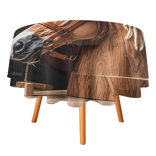 FHESDCW Top Tischler-Tischdecke mit Pferdekopf, hitzebeständig, Polyester, rund, strapazierfähig, waschbar, Tischdecke für Küche, Party, Hochzeit, Picknick, 152,4 x 152,4 cm FHESDCW Top Tischler-Tischdecke mit Pferdekopf, hitzebeständig, Polyester, rund, strapazierfähig, waschbar, Tischdecke für Küche, Party, Hochzeit, Picknick, 152,4 x 152,4 cm von FHESDCW