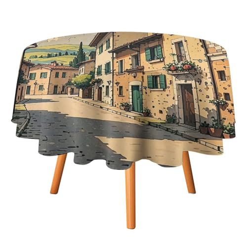FHESDCW Traditionelle Backsteinhaus-Tischdecke, hitzebeständig, Polyester, rund, langlebig, waschbar, Tischdecke für Küche, Party, Hochzeit, Picknick, 91,4 x 91,4 cm FHESDCW Traditionelle Backsteinhaus-Tischdecke, hitzebeständig, Polyester, rund, langlebig, waschbar, Tischdecke für Küche, Party, Hochzeit, Picknick, 91,4 x 91,4 cm von FHESDCW