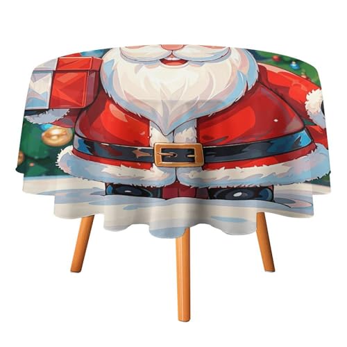 FHESDCW Weihnachtsmann-Tischdecke, hitzebeständig, Polyester, rund, strapazierfähig, waschbar, Tischdecke für Küche, Party, Hochzeit, Picknick, 91,4 x 91,4 cm FHESDCW Weihnachtsmann-Tischdecke, hitzebeständig, Polyester, rund, strapazierfähig, waschbar, Tischdecke für Küche, Party, Hochzeit, Picknick, 91,4 x 91,4 cm von FHESDCW