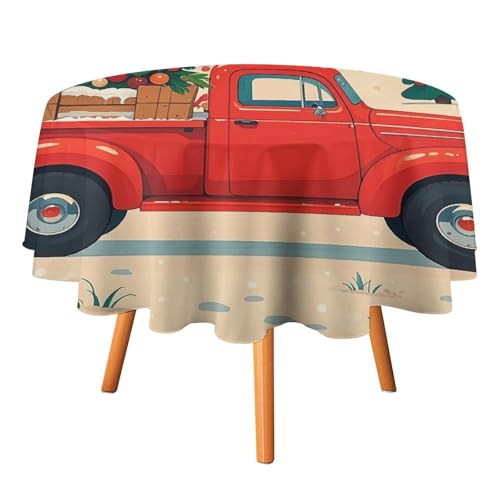 FHESDCW Weihnachtstischdecke, hitzebeständig, Polyester, rund, strapazierfähig, waschbar, Tischdecke für Küche, Party, Hochzeit, Picknick, 91,4 x 91,4 cm, Rot FHESDCW Weihnachtstischdecke, hitzebeständig, Polyester, rund, strapazierfähig, waschbar, Tischdecke für Küche, Party, Hochzeit, Picknick, 91,4 x 91,4 cm, Rot von FHESDCW