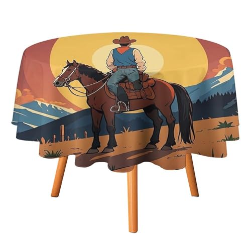 FHESDCW West Cowboy-Tischdecke, hitzebeständig, Polyester, rund, strapazierfähig, waschbar, Tischdecke für Küche, Party, Hochzeit, Picknick, 91,4 x 91,4 cm FHESDCW West Cowboy-Tischdecke, hitzebeständig, Polyester, rund, strapazierfähig, waschbar, Tischdecke für Küche, Party, Hochzeit, Picknick, 91,4 x 91,4 cm von FHESDCW