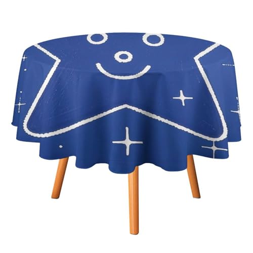 Tischdecke mit interessantem Sternmotiv, hitzebeständig, Polyester, rund, strapazierfähig, waschbar, Tischdecke für Küche, Party, Hochzeit, Picknick, 178 x 178 cm Tischdecke mit interessantem Sternmotiv, hitzebeständig, Polyester, rund, strapazierfähig, waschbar, Tischdecke für Küche, Party, Hochzeit, Picknick, 178 x 178 cm von FHESDCW