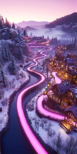 Landschaft Diamond Painting Kinder, Diamond Painting Erwachsene groß Dorf, Diamant Malerei Set, 5D Diamant Kunst Bilder Anfänger, DIY Mosaikherstellung Bastelset, Zuhause Wanddekoration 90x180cm H-763 von FHFFTZSC