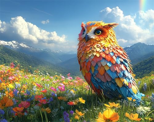 Malen Nach Zahlen Erwachsene Tier Malen Nach Zahlen Eule Bastelset Erwachsene, Paint by Numbers Mit 3 Pinseln und Acrylfarbe, DIY Set für Anfänger und Kinder Ohne Rahmen, Wanddeko 50 x 70 cm x-z146 von FHFFTZSC