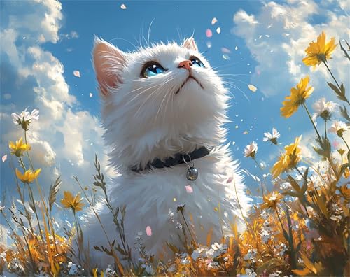 Malen Nach Zahlen Erwachsene Tier Malen Nach Zahlen Katze Bastelset Erwachsene, Paint by Numbers Mit 3 Pinseln und Acrylfarbe, DIY Set für Anfänger und Kinder Ohne Rahmen, Wanddeko 30 x 40 cm x-z135 von FHFFTZSC