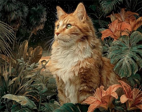 Malen Nach Zahlen Erwachsene Tier Malen Nach Zahlen Katze Bastelset Erwachsene, Paint by Numbers Mit 3 Pinseln und Acrylfarbe, DIY Set für Anfänger und Kinder Ohne Rahmen, Wanddeko 30 x 40 cm x-z140 von FHFFTZSC