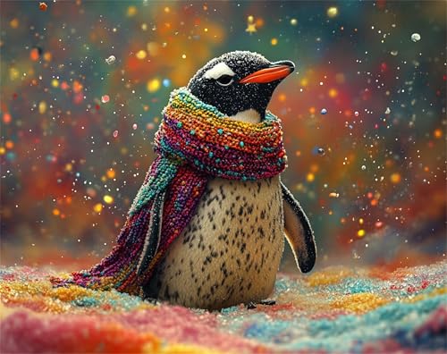 Malen Nach Zahlen Erwachsene Tier Malen Nach Zahlen Kinder ab 7, DIY Bastelset Erwachsene Mit 3 Pinseln und Acrylfarbe, Paint by Numbers für Home Deko Geschenk, Ohne Rahmen, 100x135cm Pinguin x-z155 von FHFFTZSC