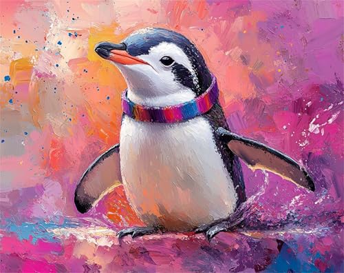 Malen Nach Zahlen Erwachsene Tier Malen Nach Zahlen Kinder ab 7, DIY Bastelset Erwachsene Mit 3 Pinseln und Acrylfarbe, Paint by Numbers für Home Deko Geschenk, Ohne Rahmen, 100x135cm Pinguin x-z157 von FHFFTZSC
