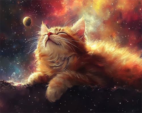 Malen Nach Zahlen Erwachsene Tier Malen Nach Zahlen Kinder ab 7, DIY Set Erwachsene Mit 3 Pinseln und Acrylfarbe, Paint by Numbers für Anfänger, Home Deko Geschenk, Ohne Rahmen, 100x135cm Katze x-z139 von FHFFTZSC