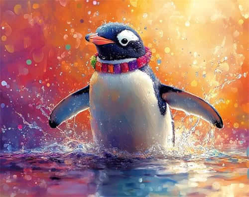 Malen Nach Zahlen Erwachsene Tier Malen Nach Zahlen Pinguin Bastelset Erwachsene, Paint by Numbers Mit 3 Pinseln und Acrylfarbe, DIY Set für Anfänger und Kinder Ohne Rahmen, Wanddeko 50 x 70 cm x-z156 von FHFFTZSC