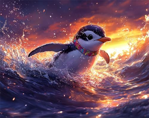 Malen Nach Zahlen Erwachsene Tier Malen Nach Zahlen Pinguin Bastelset Erwachsene, Paint by Numbers Mit 3 Pinseln und Acrylfarbe, DIY Set für Anfänger und Kinder Ohne Rahmen, Wanddeko 70 x 95 cm x-z158 von FHFFTZSC