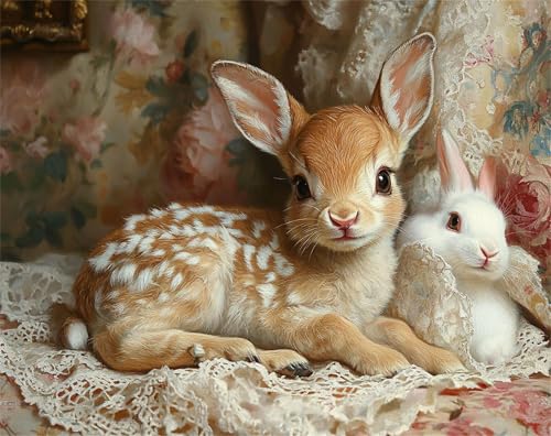 Malen Nach Zahlen Erwachsene Tier Malen Nach Zahlen Sikahirsch Bastelset Erwachsene, Paint by Numbers Mit 3 Pinseln und Acrylfarbe, DIY Set für Anfänger und Kinder, Ohne Rahmen 30 x 40 cm x-z150 von FHFFTZSC