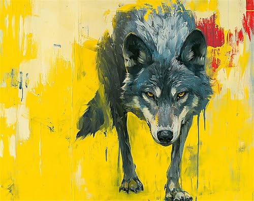 Malen Nach Zahlen Erwachsene Tier Malen Nach Zahlen Wolf Bastelset Erwachsene, Paint by Numbers Mit 3 Pinseln und Acrylfarbe, DIY Set für Anfänger und Kinder Ohne Rahmen, Wanddeko 70 x 95 cm x-z123 von FHFFTZSC