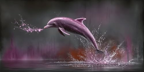 Tier Diamond Painting Kinder, Diamond Painting Erwachsene groß Delphin, Diamant Malerei Set, 5D Diamant Kunst Bilder Anfänger, DIY Mosaikherstellung Bastelset, Wanddekoration für Zuhause 25x50cm H-11 von FHFFTZSC