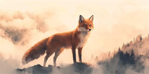 Tier Diamond Painting Kinder, Diamond Painting Erwachsene groß Fuchs, Diamant Malerei Set, 5D Diamant Kunst Bilder Anfänger, DIY Mosaikherstellung Bastelset, Wanddekoration für Zuhause 25x50cm H-16 von FHFFTZSC