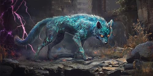 Tier Diamond Painting Kinder, Diamond Painting Erwachsene groß Wolf, Diamant Malerei Set, 5D Diamant Kunst Bilder Anfänger, DIY Mosaikherstellung Bastelset, Wanddekoration für Zuhause 70x140cm H-21 von FHFFTZSC